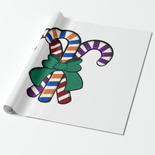 Papel De Regalo Ramo Candy Canes - cinta verde