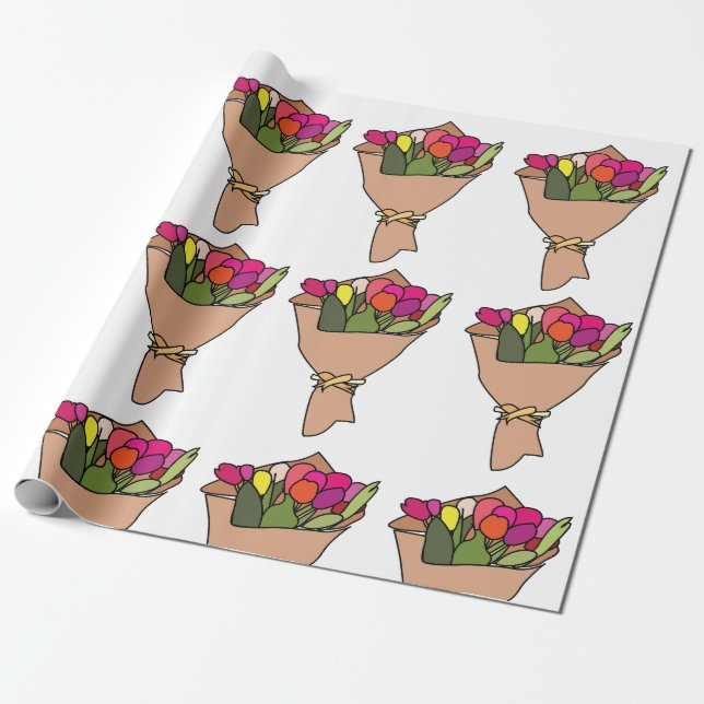 Papel De Regalo Ramo De Flores (Desenrollado)