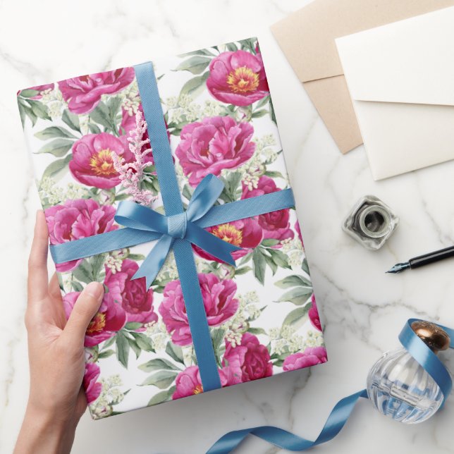 Papel De Regalo Ramo de flores de peonía rosadas (Regalar)