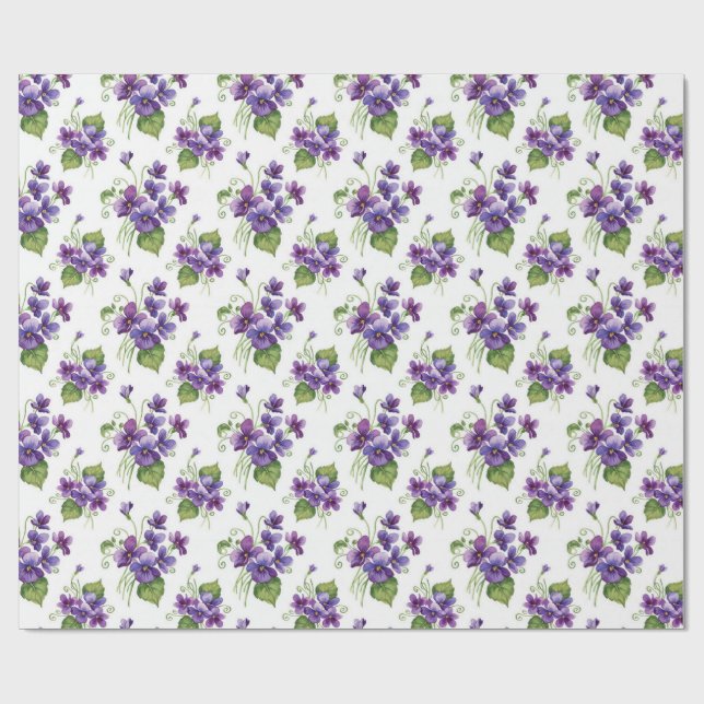 Papel De Regalo Ramo de flores violetas acuarela (Superficie plana)
