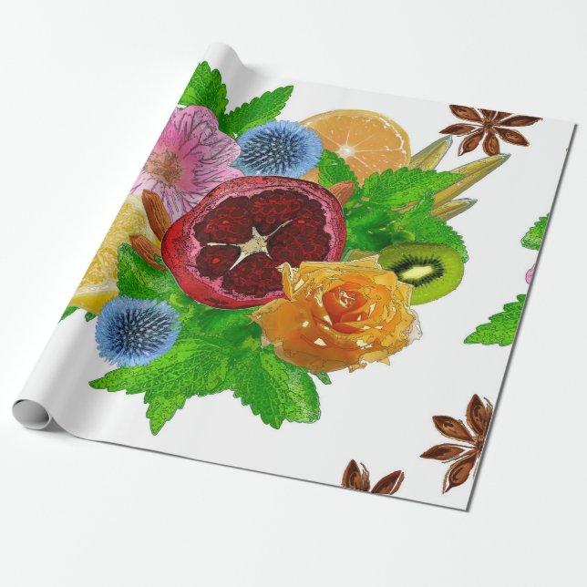 Papel De Regalo Ramo de fruta. (Desenrollado)