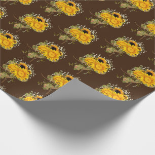 Papel De Regalo ramo de girasol en marrón