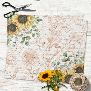 Papel De Regalo Ramo de girasoles rústicos Decoupage de carta vint