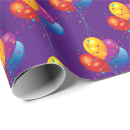 Papel De Regalo ramo de globo de cumpleaños en morado