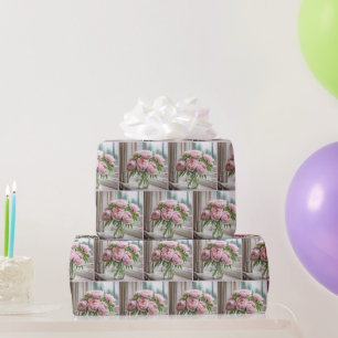 Papel De Regalo Ramo de peonía rosa en una ventana lluviosa