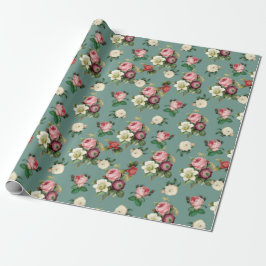 Papel De Regalo Ramo de Rosas Teal