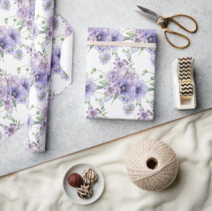 Papel De Regalo Ramo floral púrpura acuarela