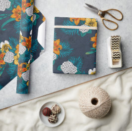 Papel De Regalo Ramo tropical azul