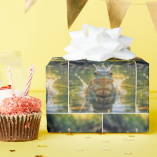 Papel De Regalo Rana con corona de salpicadura de agua