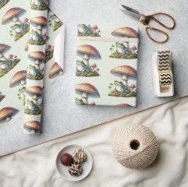 Papel De Regalo Rana debajo de un hongo Patrón de naturaleza linda