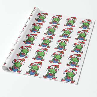 Papel De Regalo Rana divertida en el gorra de Santa