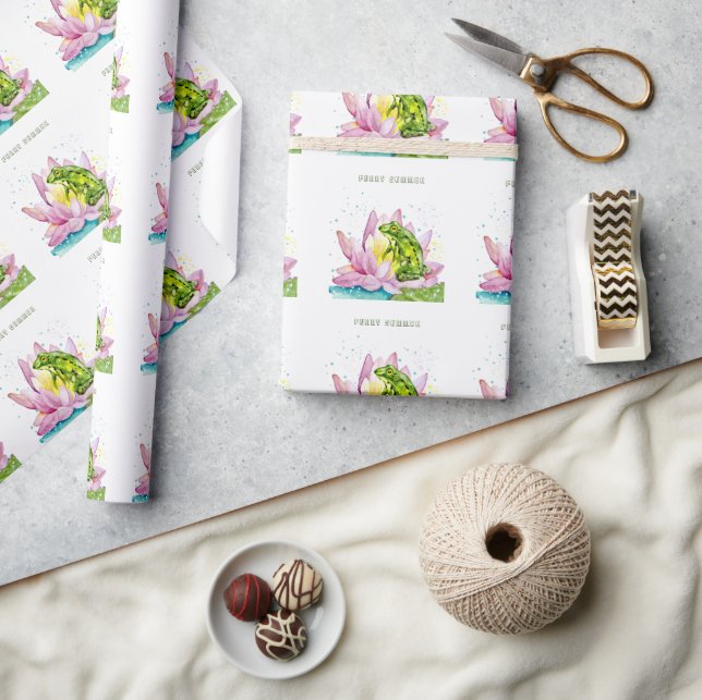Papel De Regalo Rana divertida en un loto (Artesanía)