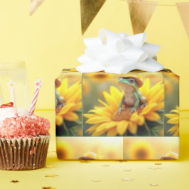 Papel De Regalo Rana en un girasol