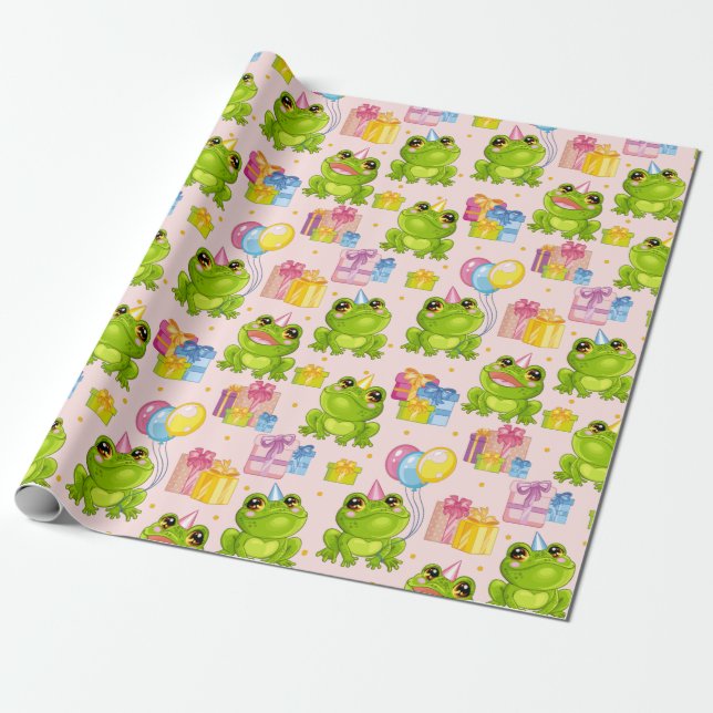 Papel De Regalo Rana personalizado adorable de vacaciones (Desenrollado)