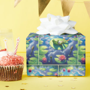 Papel De Regalo Rana Relajándose en una almohadilla de Lily