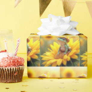 Papel De Regalo Rana sobre un girasol