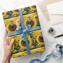 Papel De Regalo Rana sobre un girasol amarillo