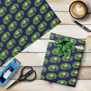 Papel De Regalo Rana Verde Americana sobre hoja de nenúfar