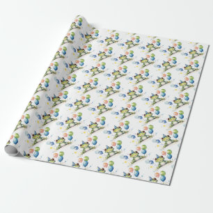 Papel De Regalo Rana verde caprichosa y linda con globos
