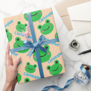 Papel De Regalo Rana verde de cumpleaños divertida para niños