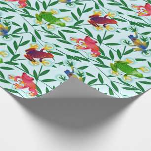 Papel De Regalo Ranas Bambú Selva Tropical