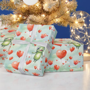 Papel De Regalo Ranas caprichosas muchos globos con forma de coraz