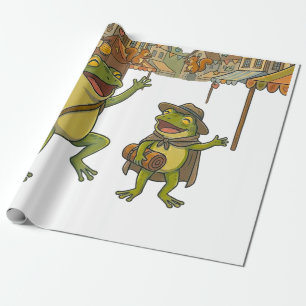 Papel De Regalo ranas de aventura cuento corto