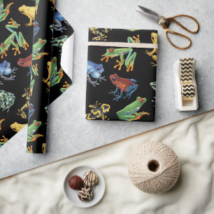 Papel De Regalo Ranas en negro