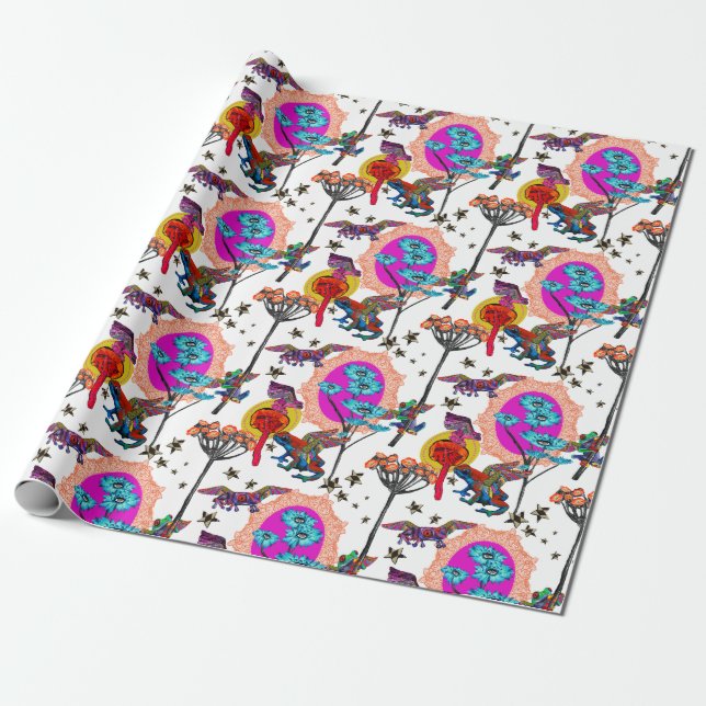 Papel De Regalo Ranas voladoras coloridas (Desenrollado)