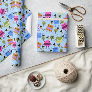 Papel De Regalo Ranas y abejorros divertidos y coloridos