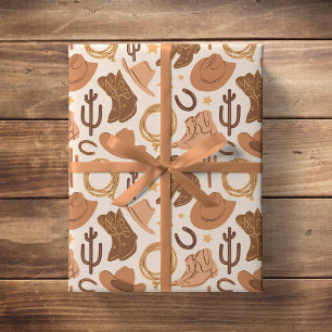 Papel De Regalo Rancho Occidental Neutral de Rodeo de Vaquero