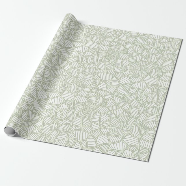 Papel De Regalo Random Leaf Mosaic Pale Green (Desenrollado)