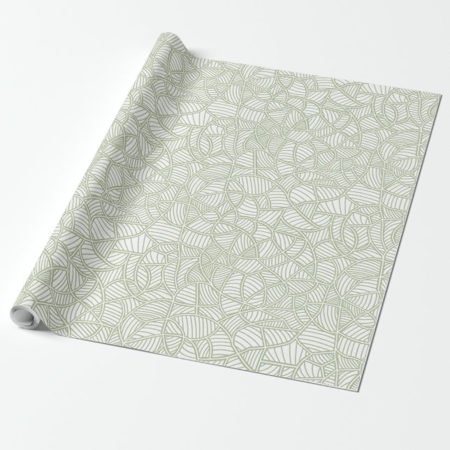 Papel De Regalo Random Leaf Mosaic Pale Green (Desenrollado)