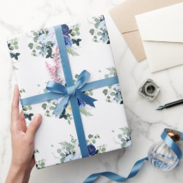 Papel De Regalo Ranunculus Anemone Hydrangea Rosa Fondo blanco