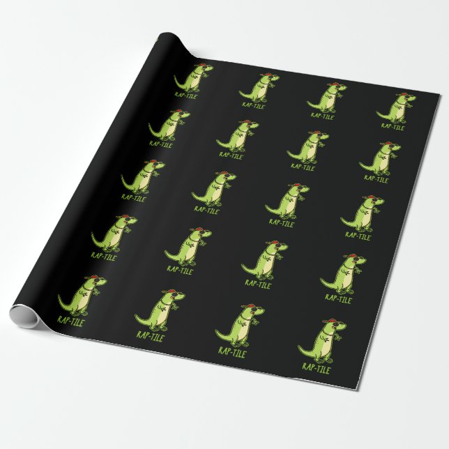 Papel De Regalo Rap-tile Funny Reptile Lizard Pun Dark BG (Desenrollado)