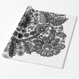 PAPEL DE REGALO RAPIDEZ DE REGALO DE PATRÓN DE LACE NEGRO Y BLANCO