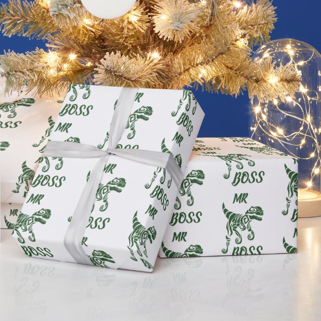Papel De Regalo Raptor de caza verde forestal (Vacaciones)