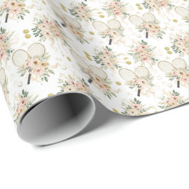 Papel De Regalo Raqueta de Tenis con Floral 