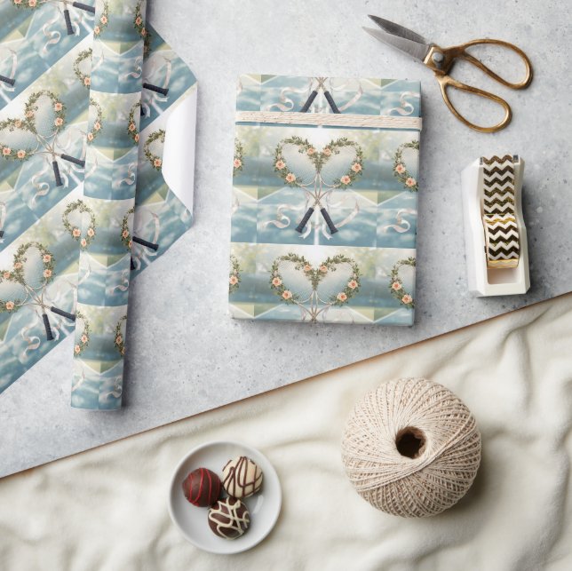 Papel De Regalo Raqueta de Tenis con Floral  (Artesanía)