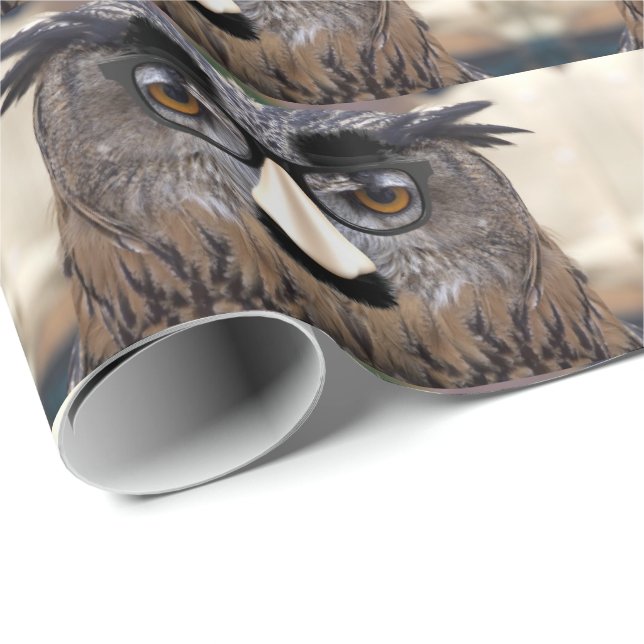 Papel De Regalo Rara Cara De Lechuza Graciosa Con Máscara (Esquina del rollo)