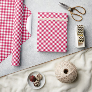 Papel De Regalo Rasberry Gingham Retro