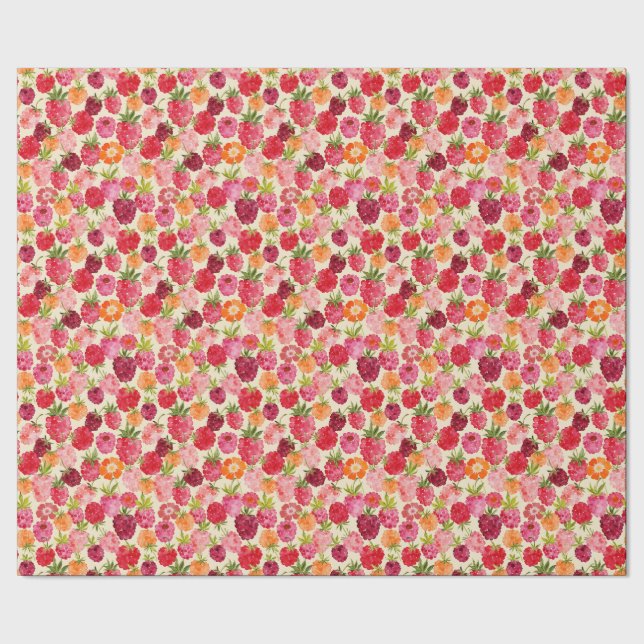 Papel De Regalo Raspberry Berry Summer Watercolor (Costura)