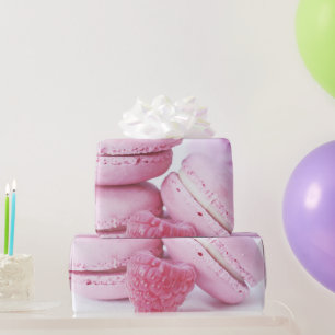 Papel De Regalo Raspberry rosa Macarons Foto pastelería francesa