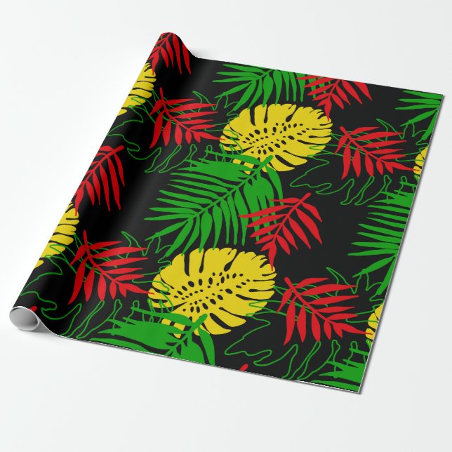 Papel De Regalo Rasta jamaiquina colorea Boda caribeña (Desenrollado)