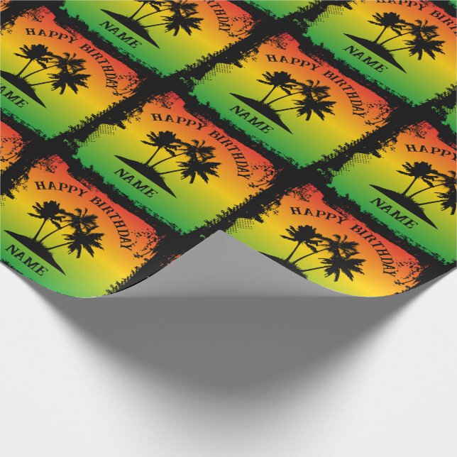 Papel De Regalo Rastafari jamaiquino Feliz cumpleaños (Esquina)