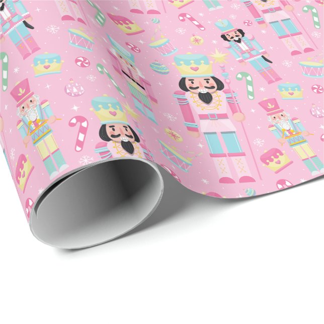 Papel De Regalo Rastreador de Navidades rosados (Esquina del rollo)