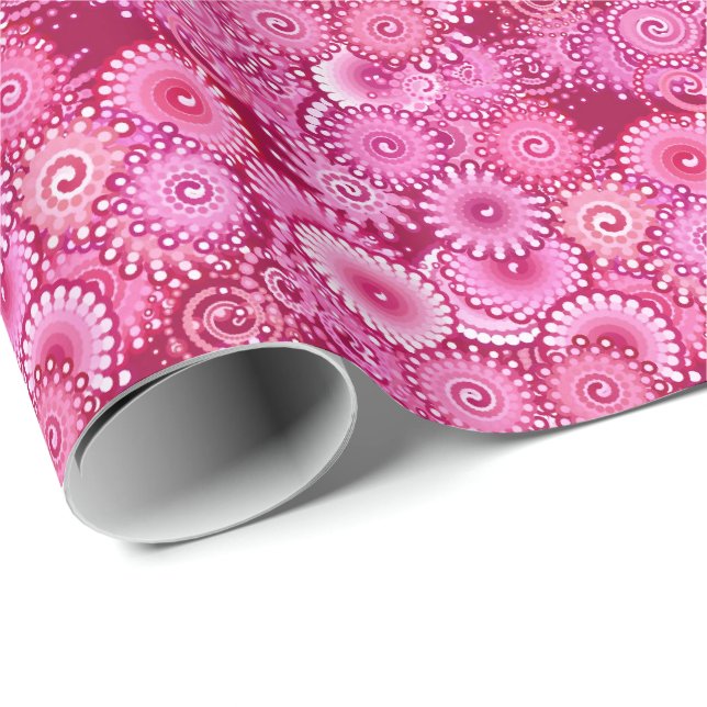 Papel De Regalo Rastreo fractal, magenta, rosa, burdeos (Esquina del rollo)