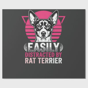 Papel De Regalo Rat Terrier Fácilmente Distraído Perro Retro