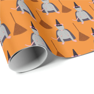 Papel De Regalo Rata de Brujas de Halloween y estampado de baño
