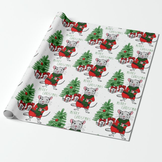 Papel De Regalo rata de navidad (Desenrollado)